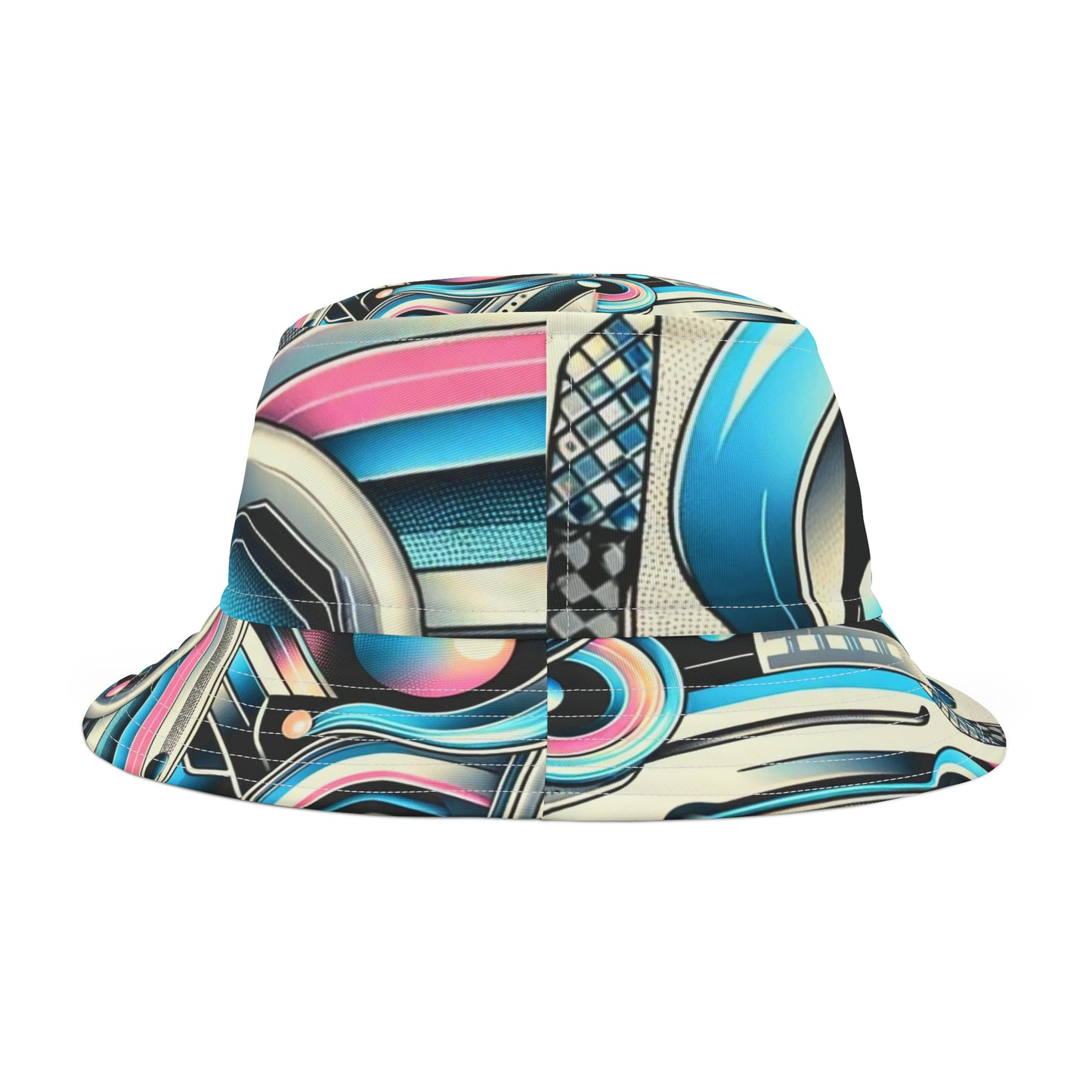 "Neon Echoes" Retro-Futuristic Bucket Hat