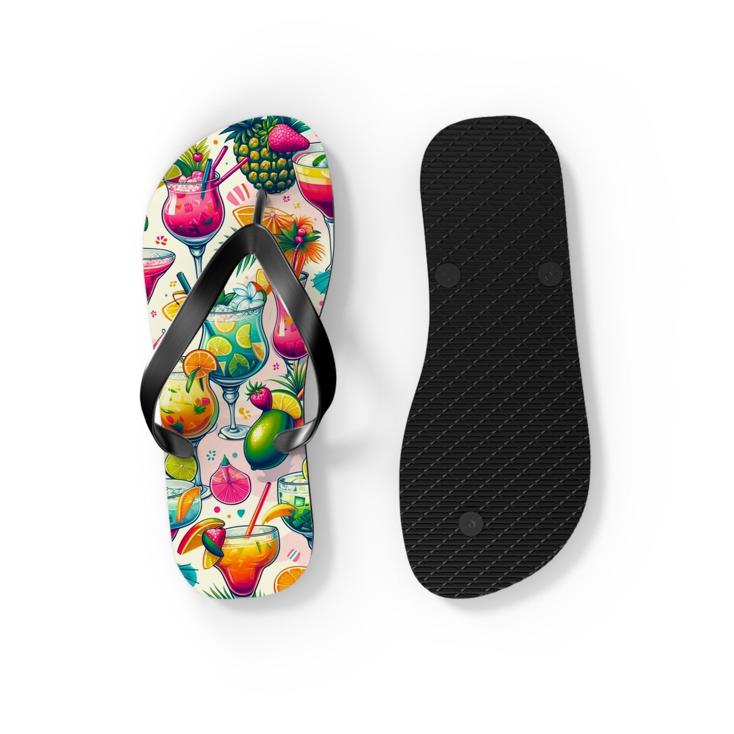 Tropical Paradise Cocktail Flip Flops - Vibrant and Fun Summer Footwear