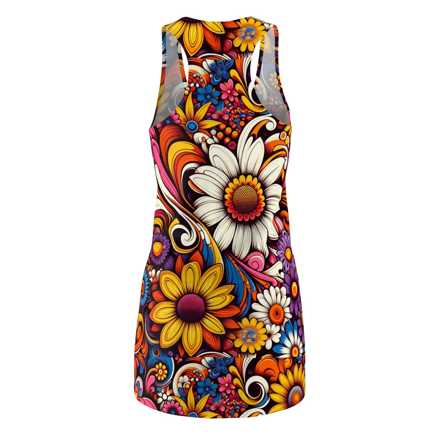 Retro Psychedelic Bloom Maxi Dress