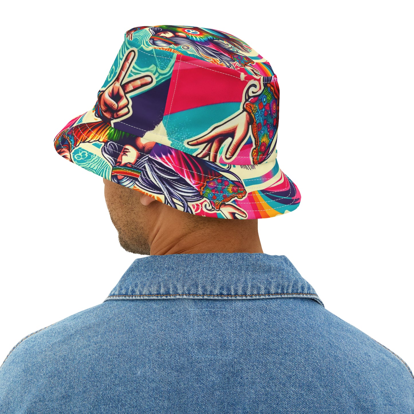 Groovy Hippie Skateboarder Bucket Hat