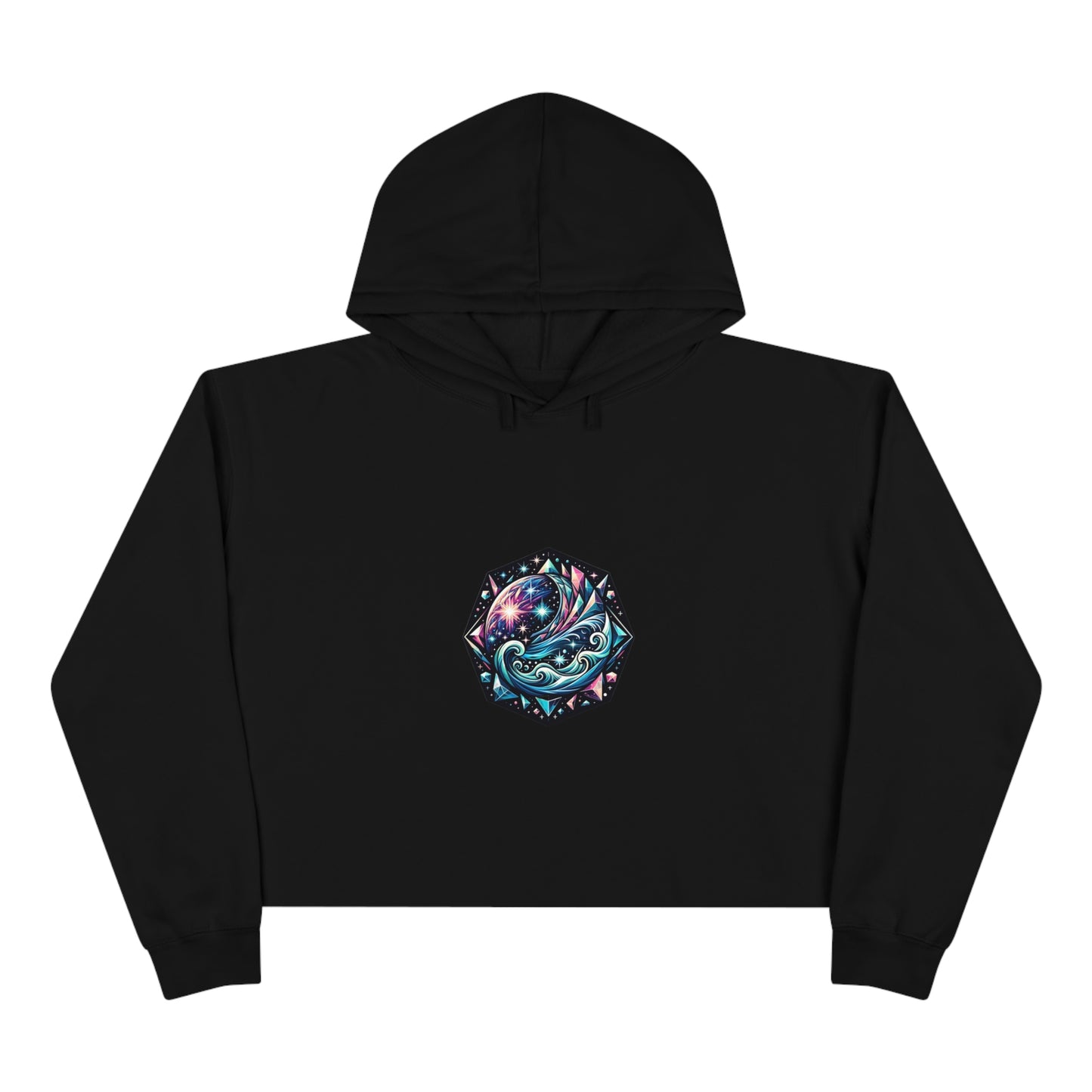 Cosmic Charm Crop Top Hoodie - Chic and Fun Geometric Star Design