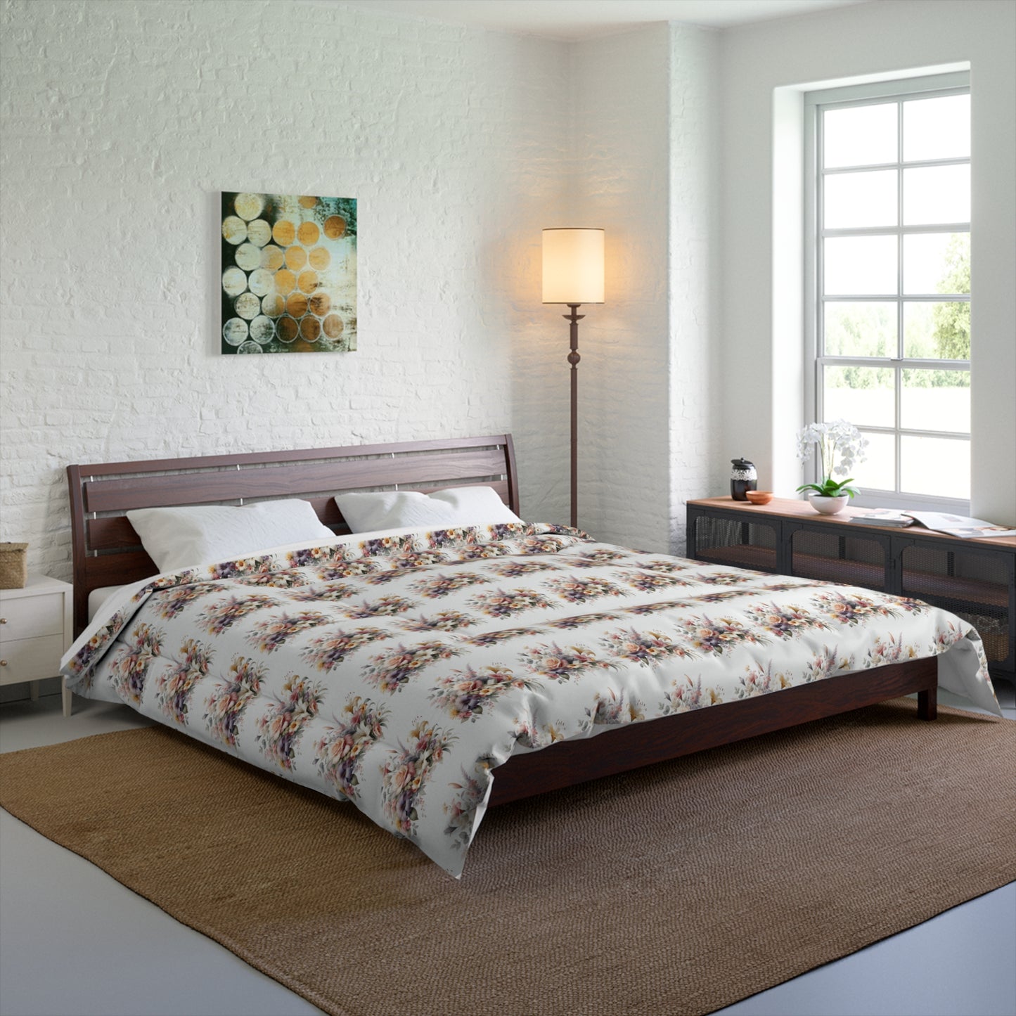 Pastel Paradise Floral Watercolor Comforter - Serene Elegance