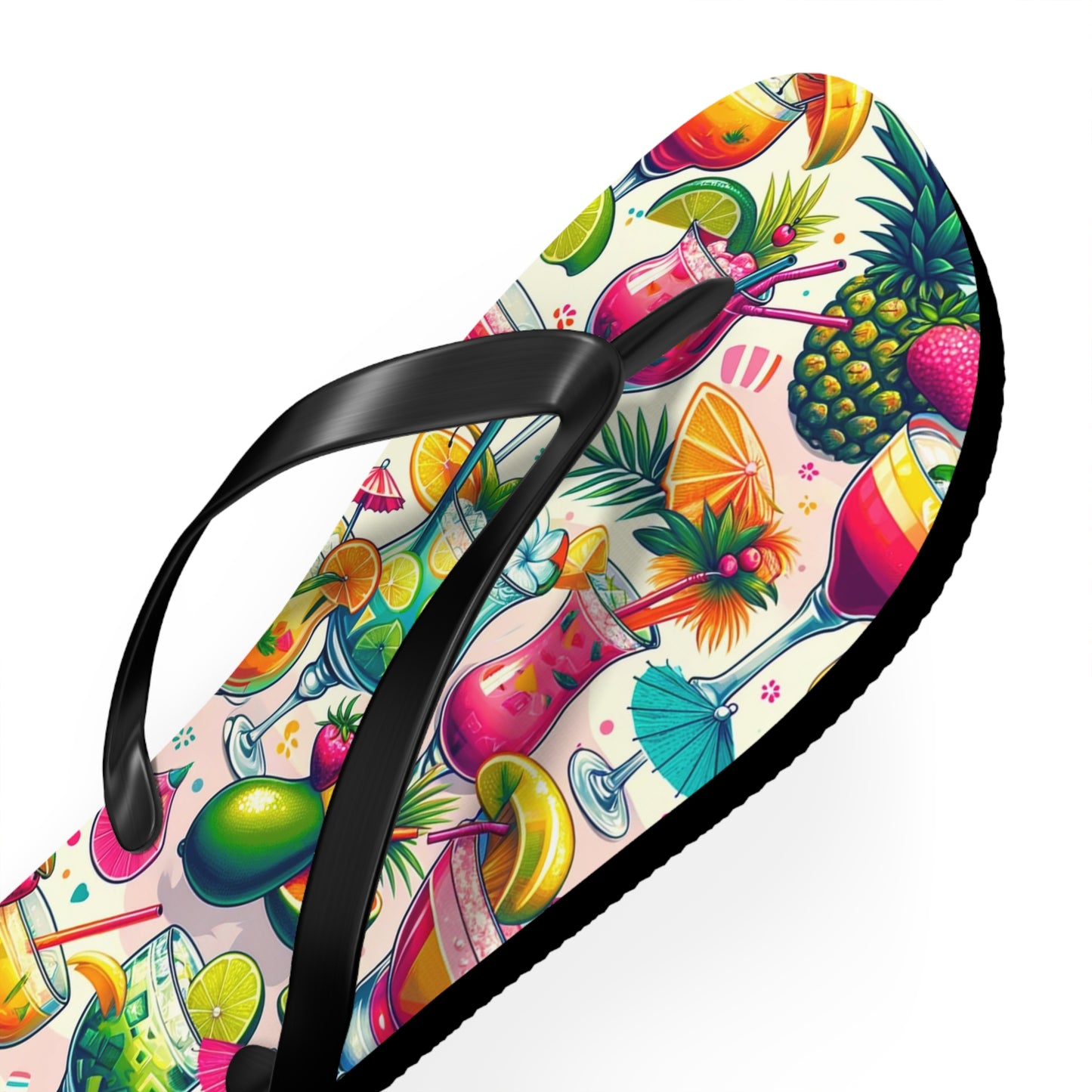 Tropical Paradise Cocktail Flip Flops - Vibrant and Fun Summer Footwear