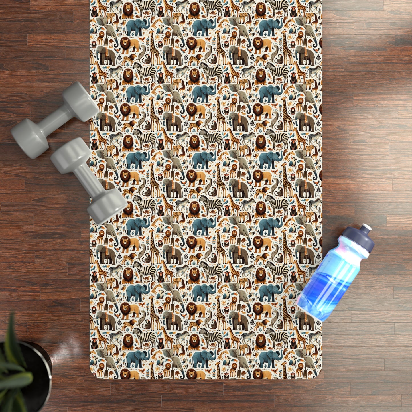 Safari Adventure Yoga Mat - Whimsical Animal-Inspired Microfiber Design