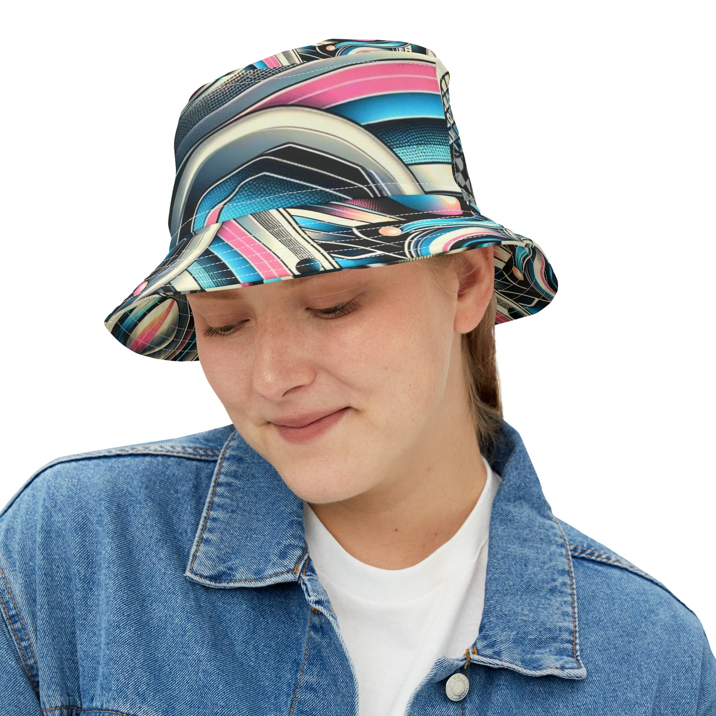 "Neon Echoes" Retro-Futuristic Bucket Hat