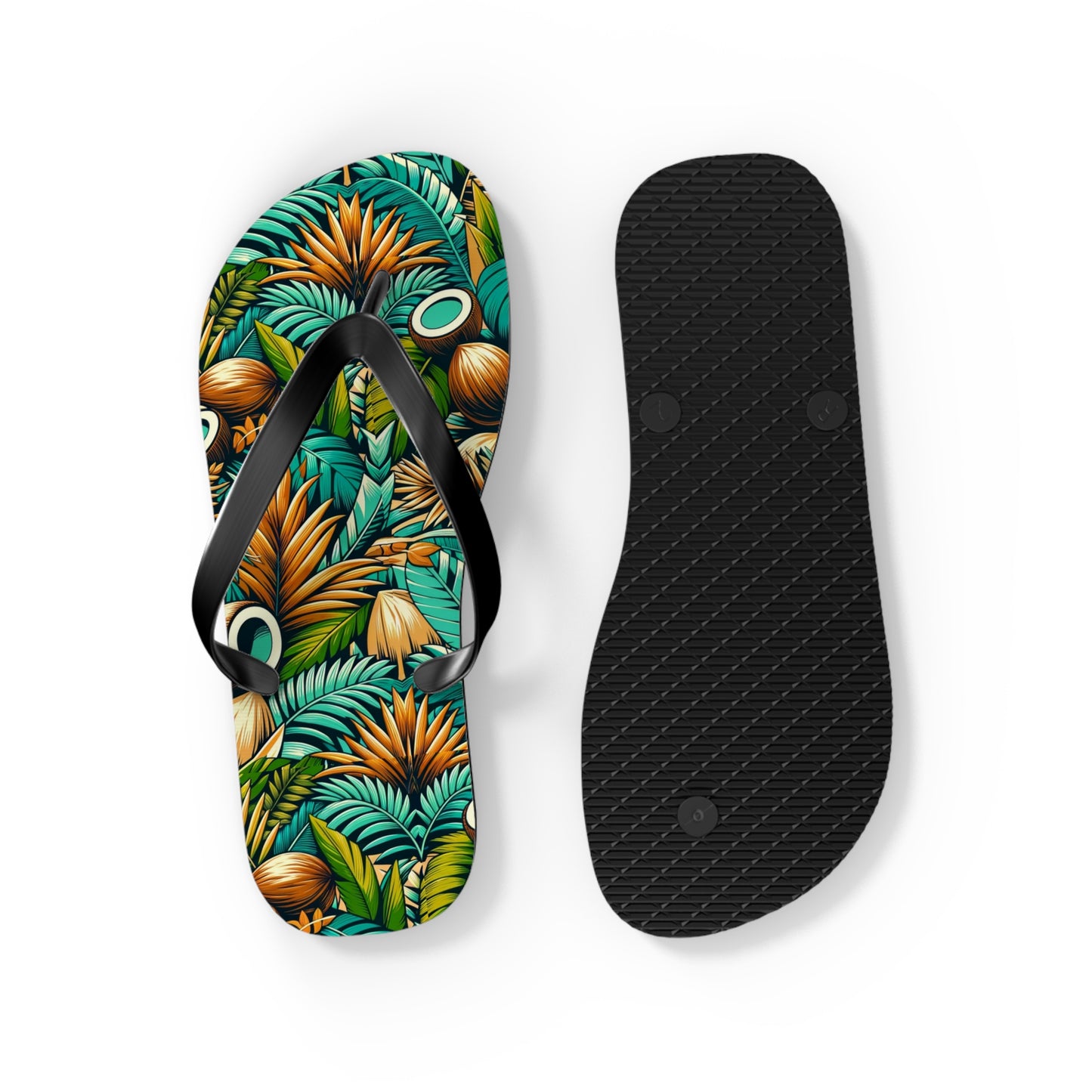 Tropical Oasis Palm & Coconut Flip Flops