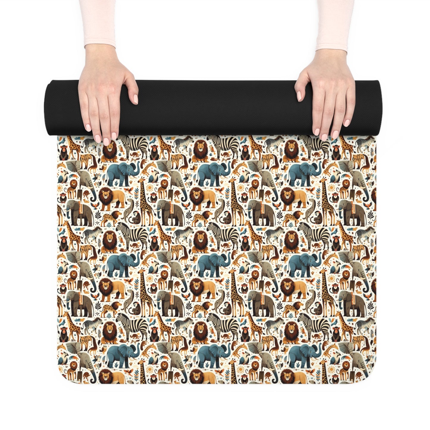 Safari Adventure Yoga Mat - Whimsical Animal-Inspired Microfiber Design