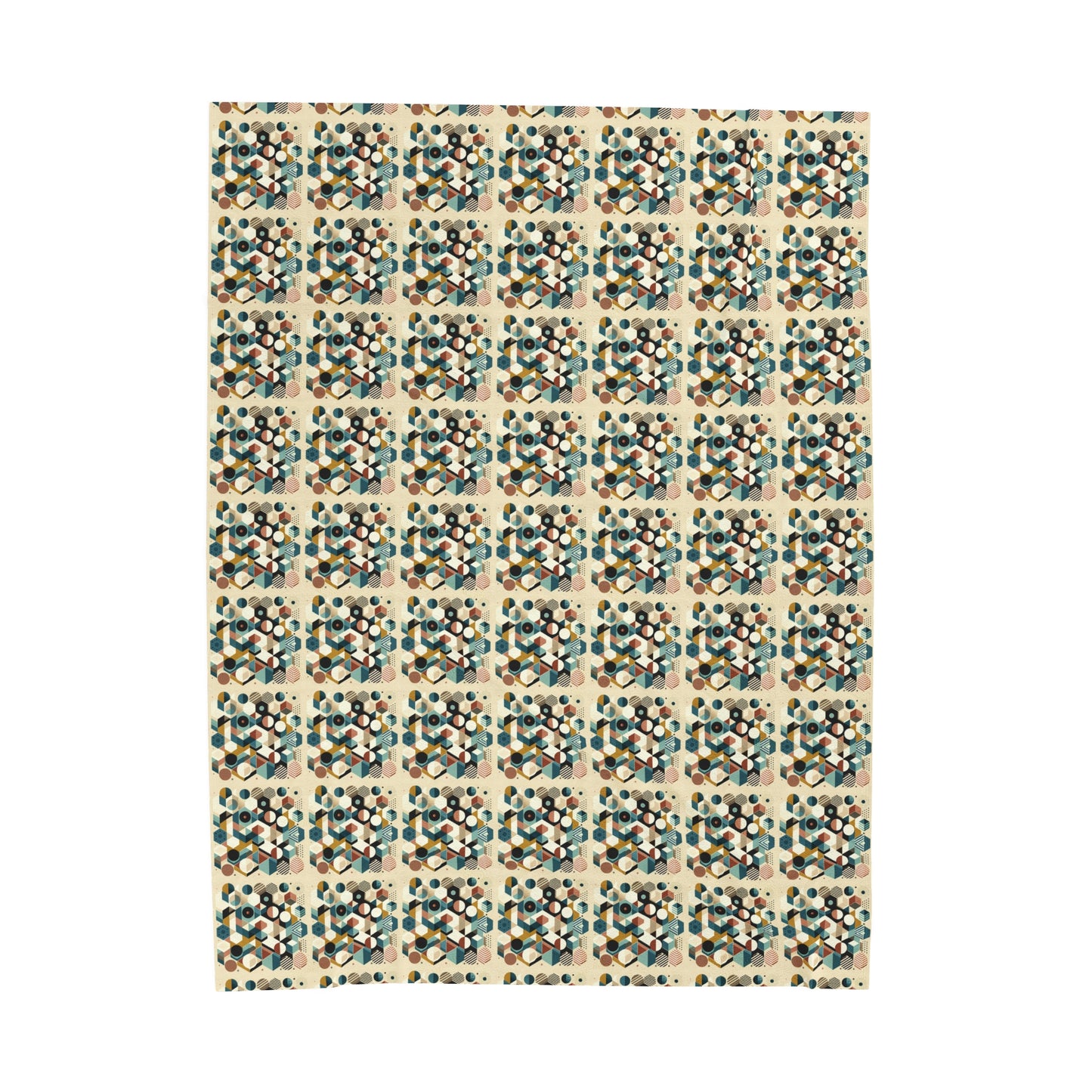 Geometric Harmony: Modern Velveteen Plush Blanket