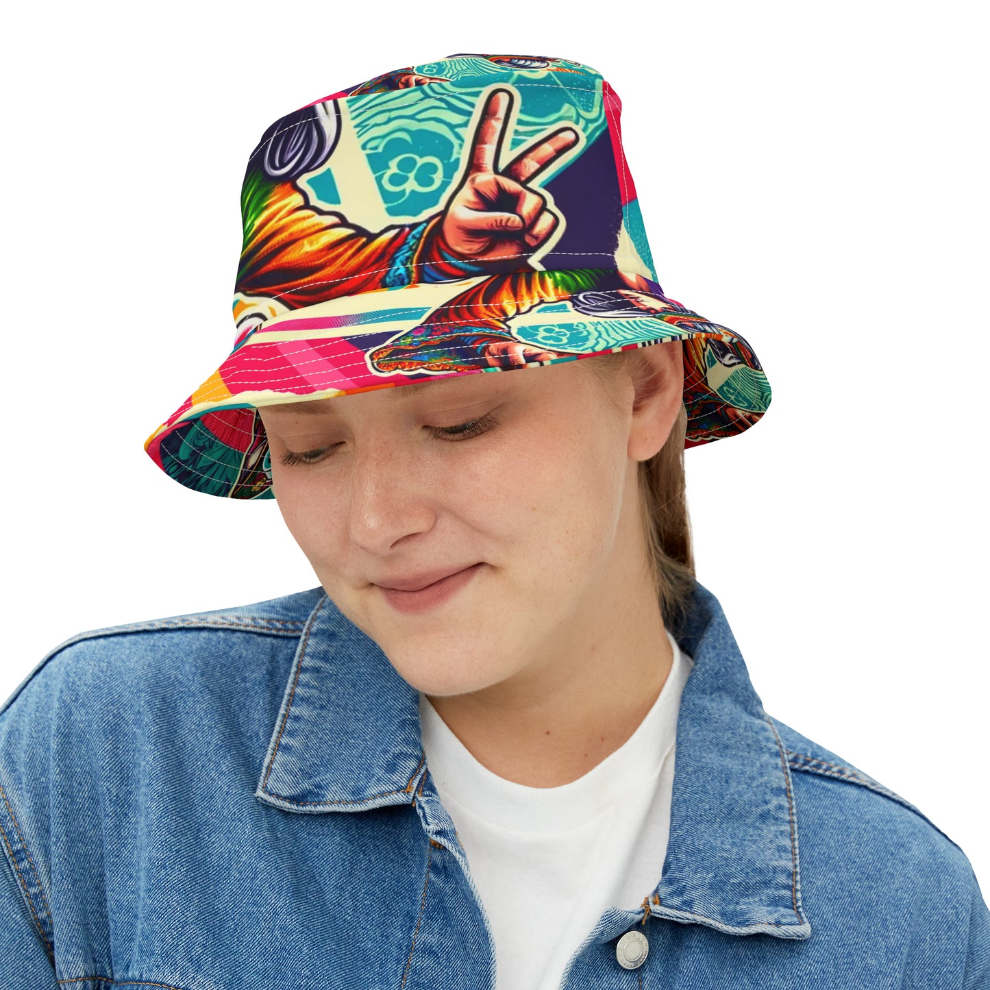Groovy Hippie Skateboarder Bucket Hat