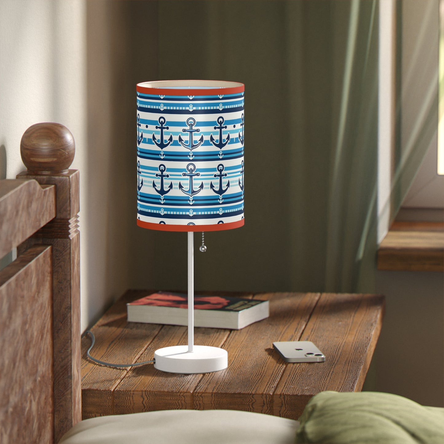 Seafarer's Charm Table Lamp with Nautical Stripes Pattern