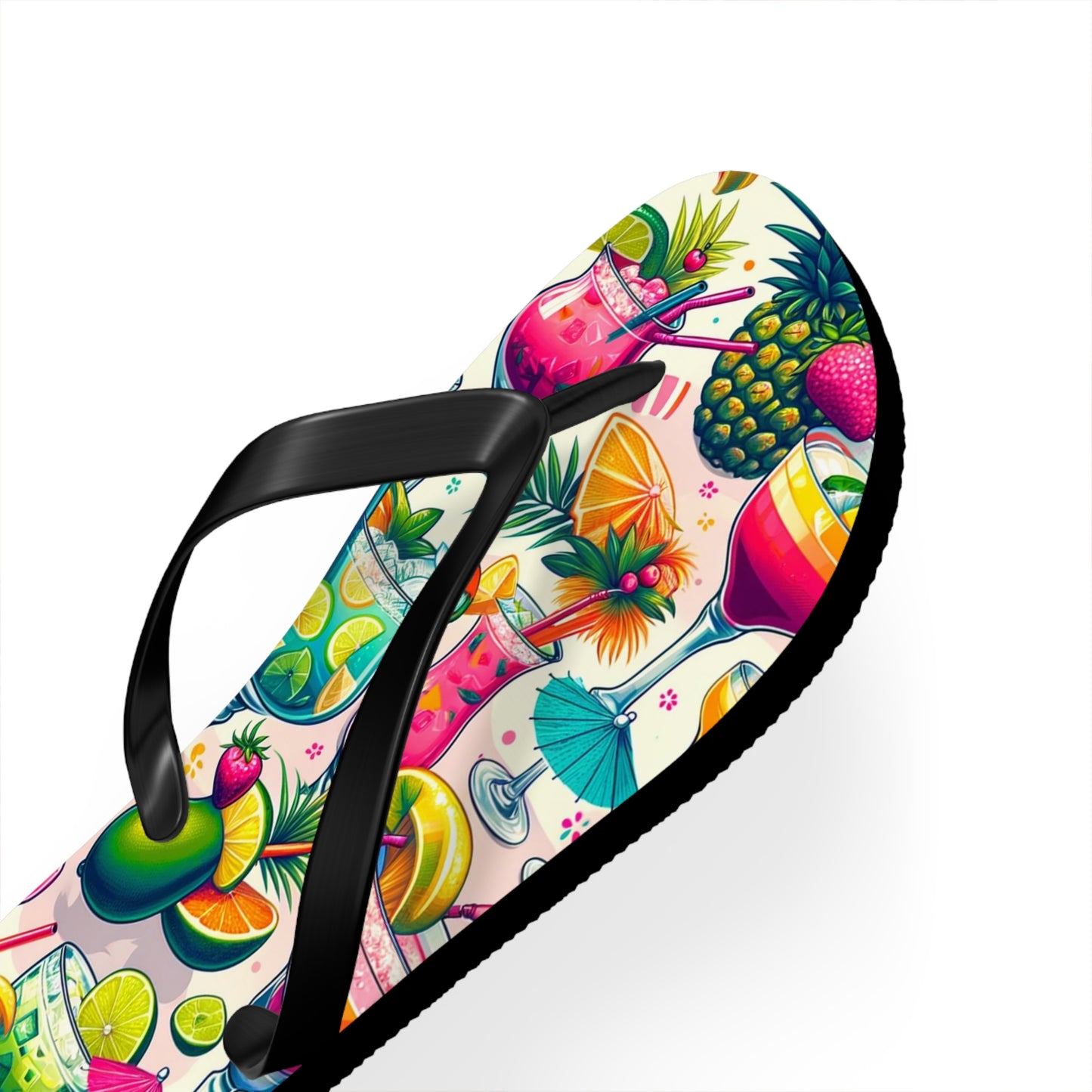 Tropical Paradise Cocktail Flip Flops - Vibrant and Fun Summer Footwear