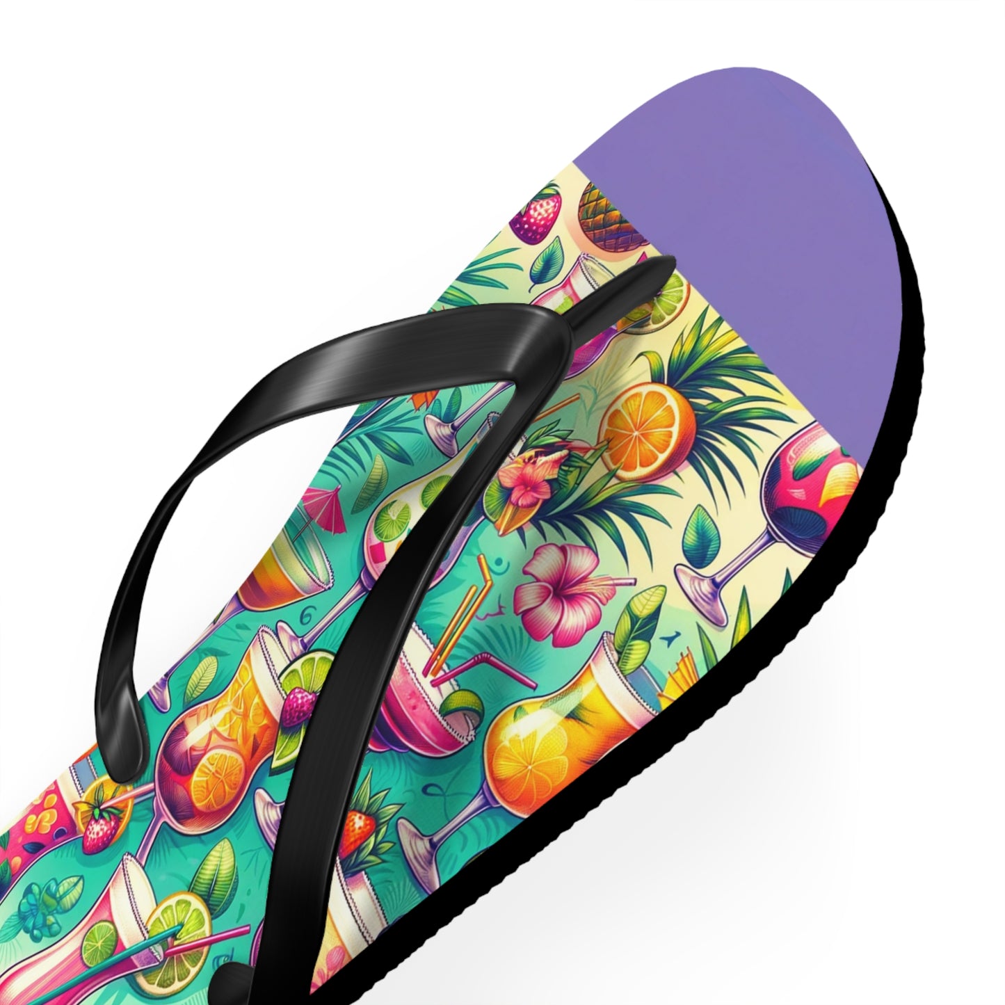 Tropical Cocktail Paradise Flip Flops - Fun and Festive Vacation Footwear