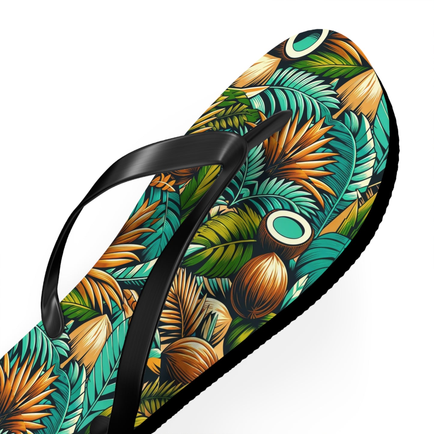 Tropical Oasis Palm & Coconut Flip Flops