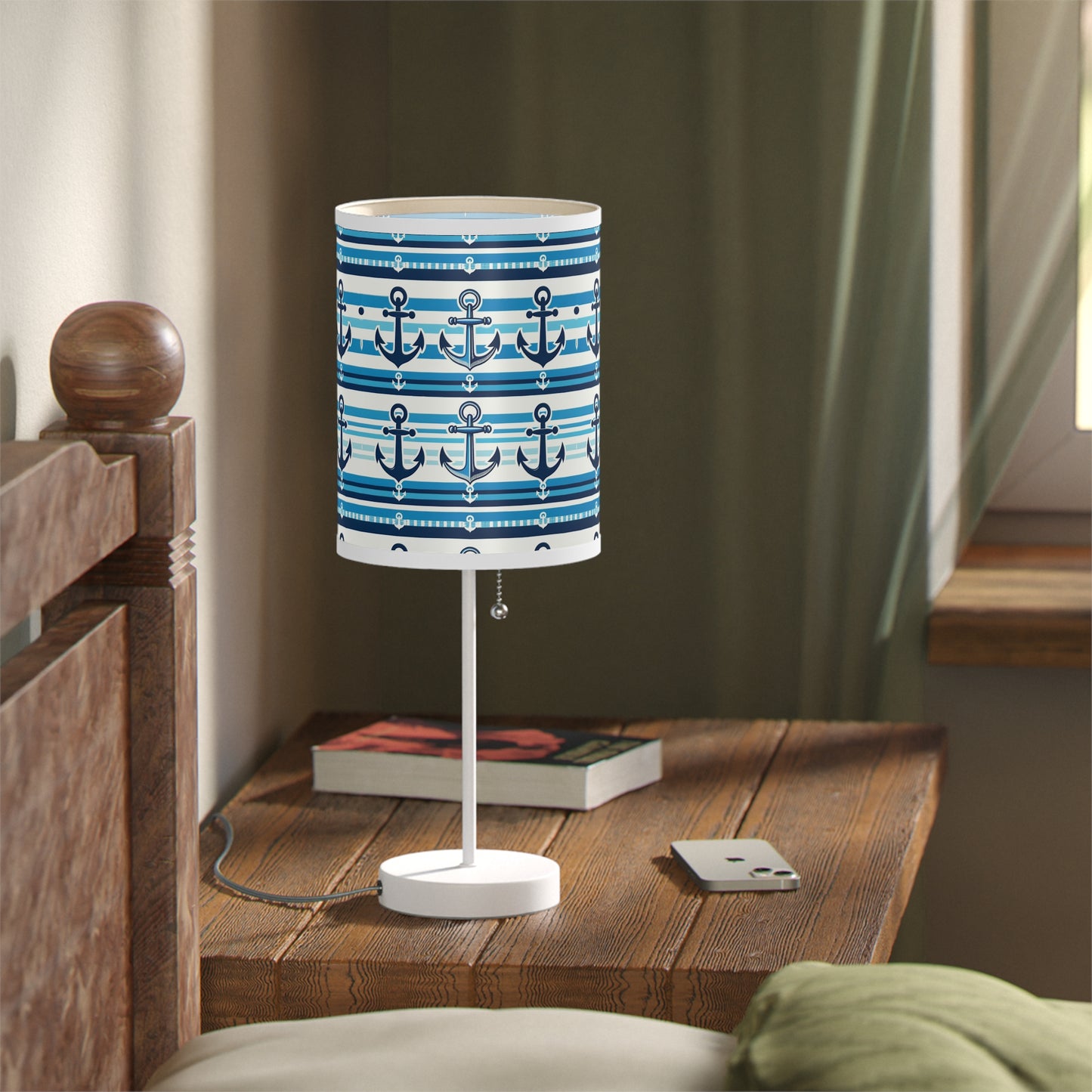 Seafarer's Charm Table Lamp with Nautical Stripes Pattern