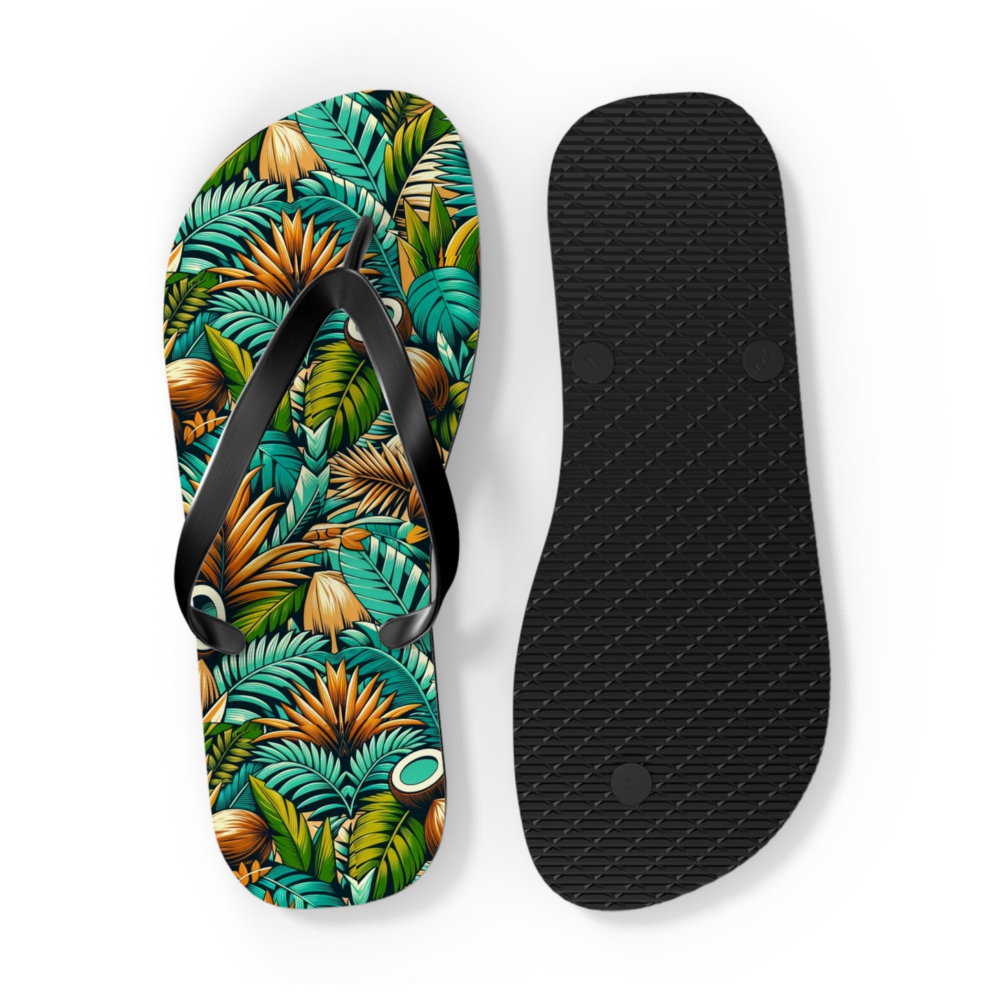Tropical Oasis Palm & Coconut Flip Flops