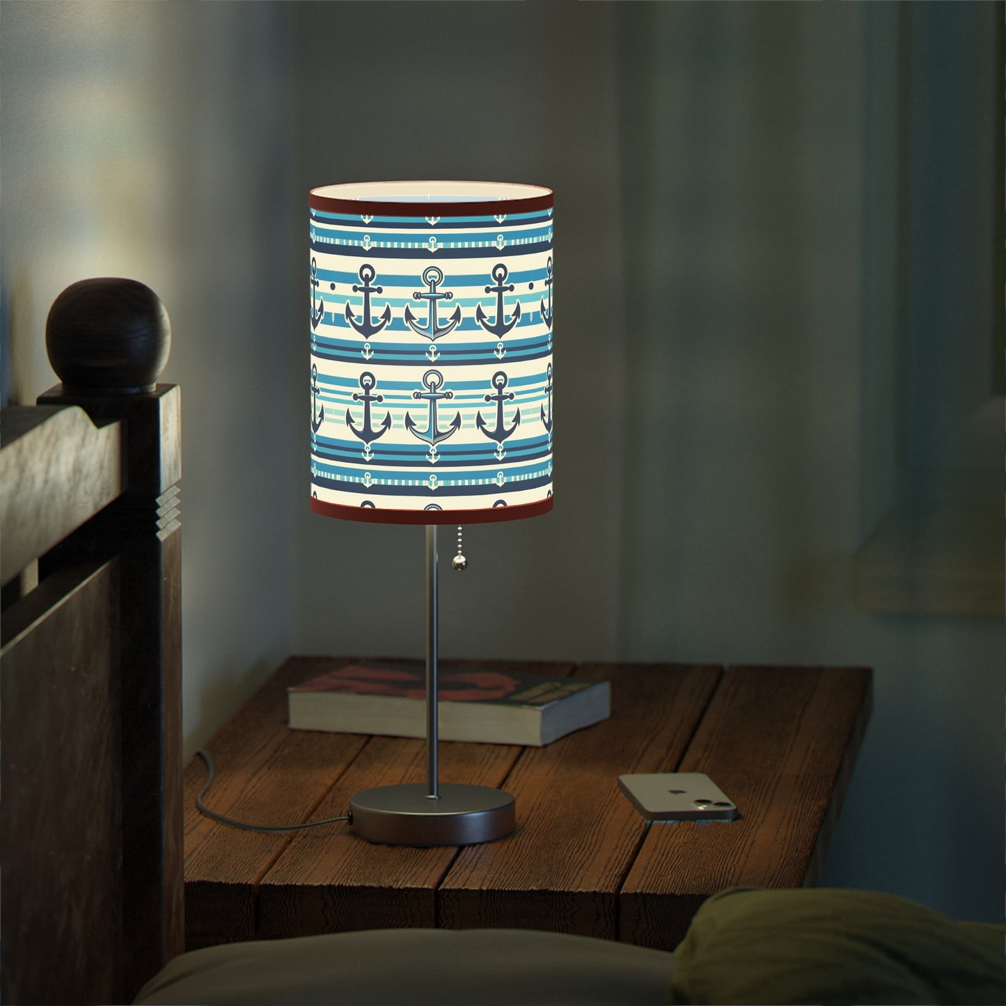 Seafarer's Charm Table Lamp with Nautical Stripes Pattern
