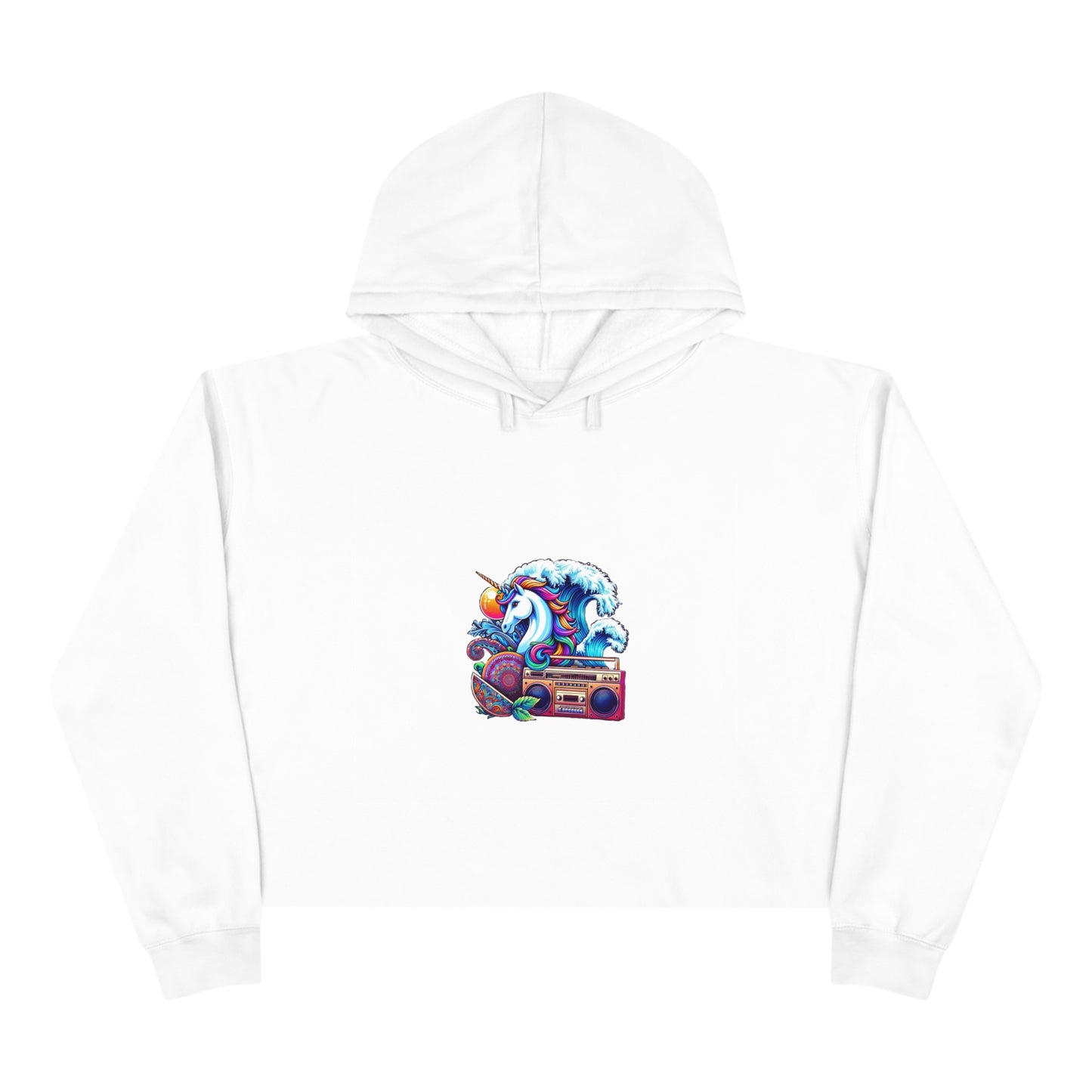 Retro Wave Fantasy Hoodie - Eclectic Unicorn and Arcade-Inspired Design
