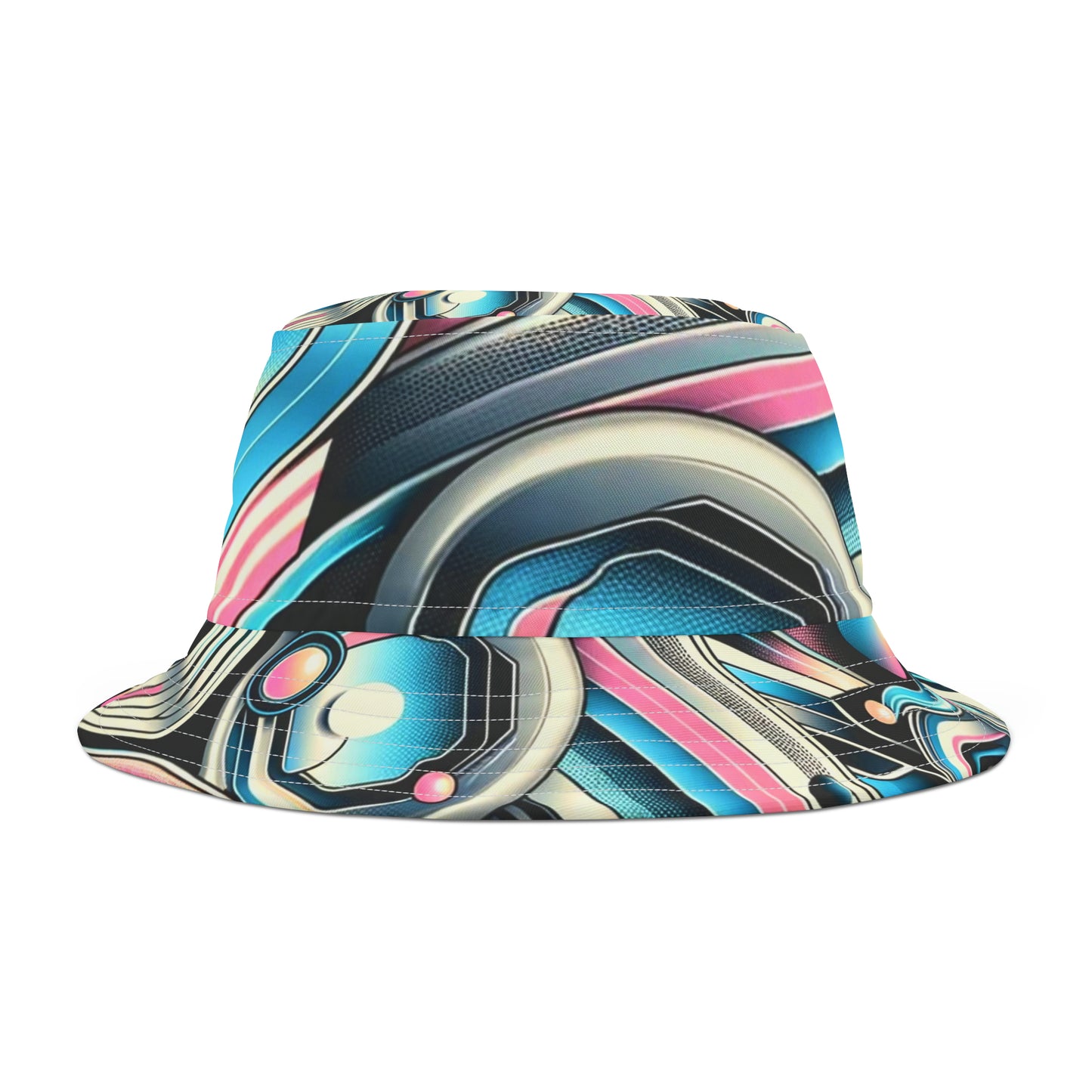 "Neon Echoes" Retro-Futuristic Bucket Hat