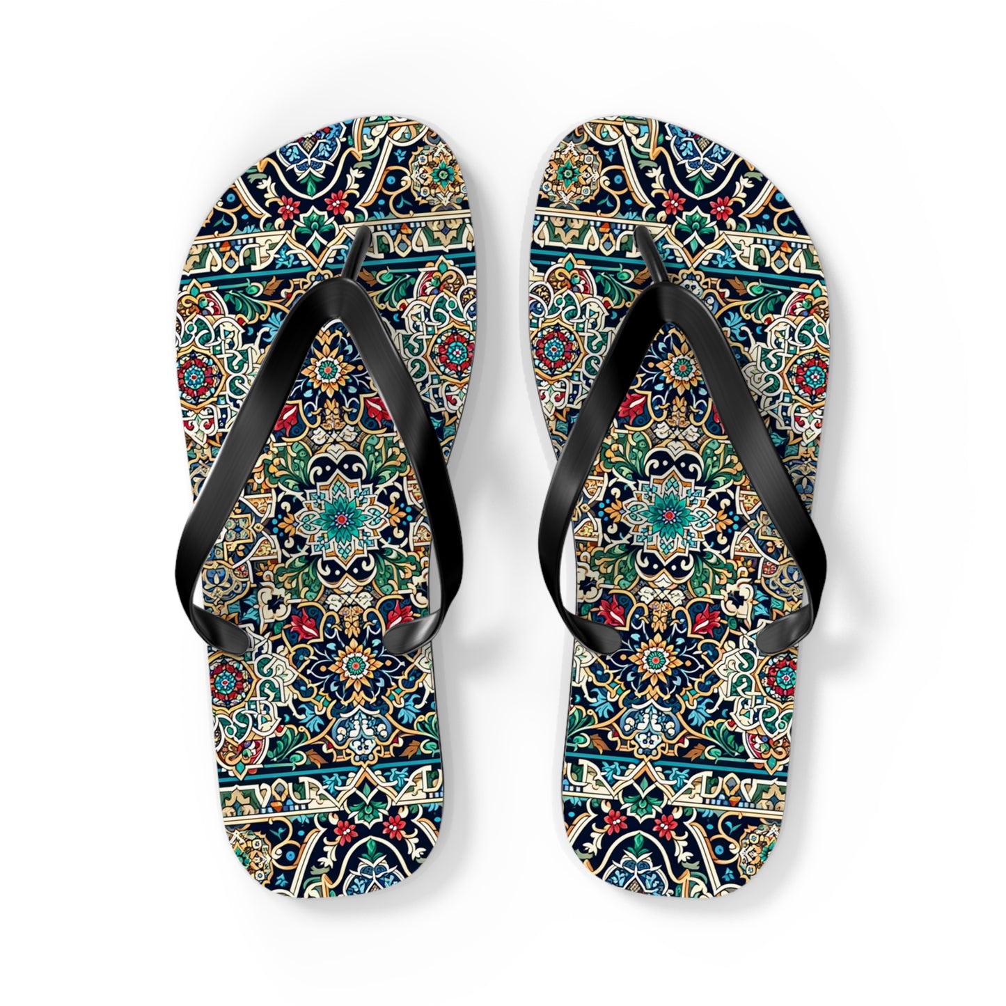 Majestic Marrakech Moroccan Tile Flip Flops - Exquisite Cultural Elegance