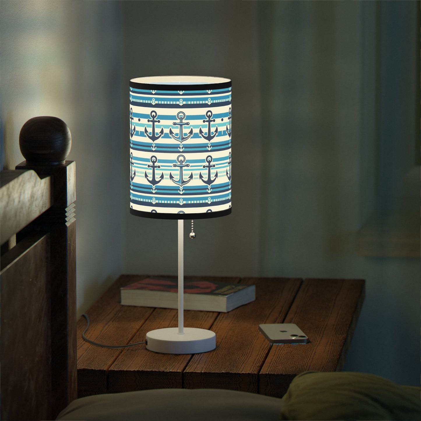 Seafarer's Charm Table Lamp with Nautical Stripes Pattern