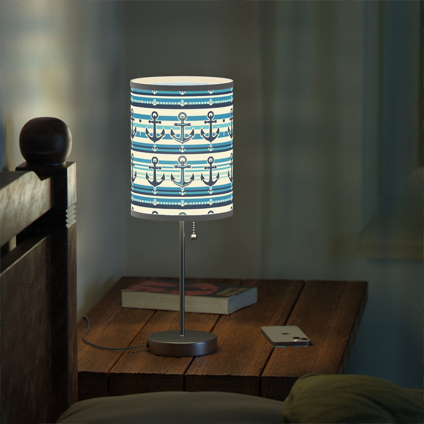 Seafarer's Charm Table Lamp with Nautical Stripes Pattern