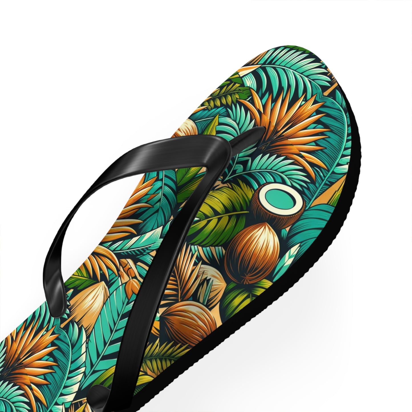 Tropical Oasis Palm & Coconut Flip Flops