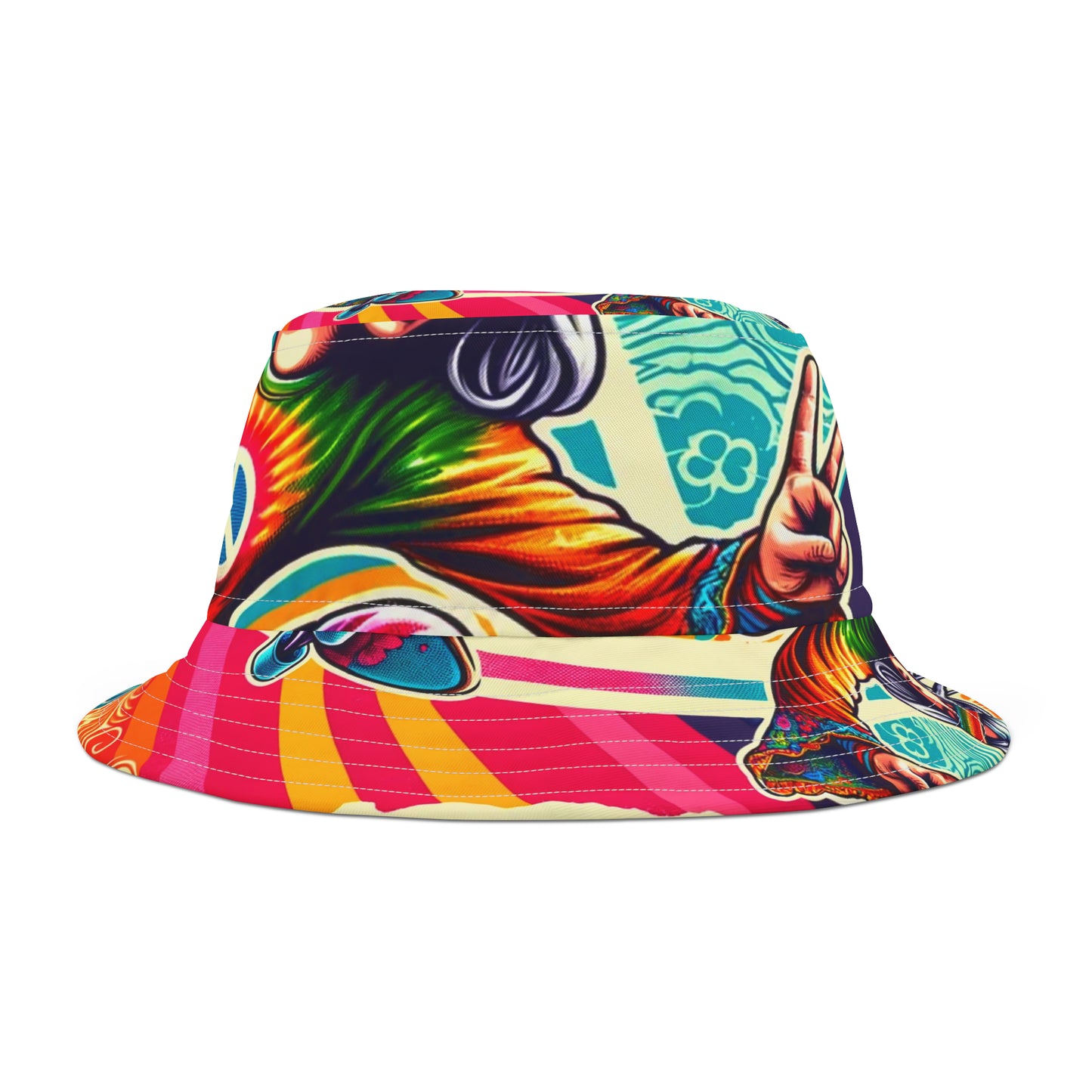 Groovy Hippie Skateboarder Bucket Hat