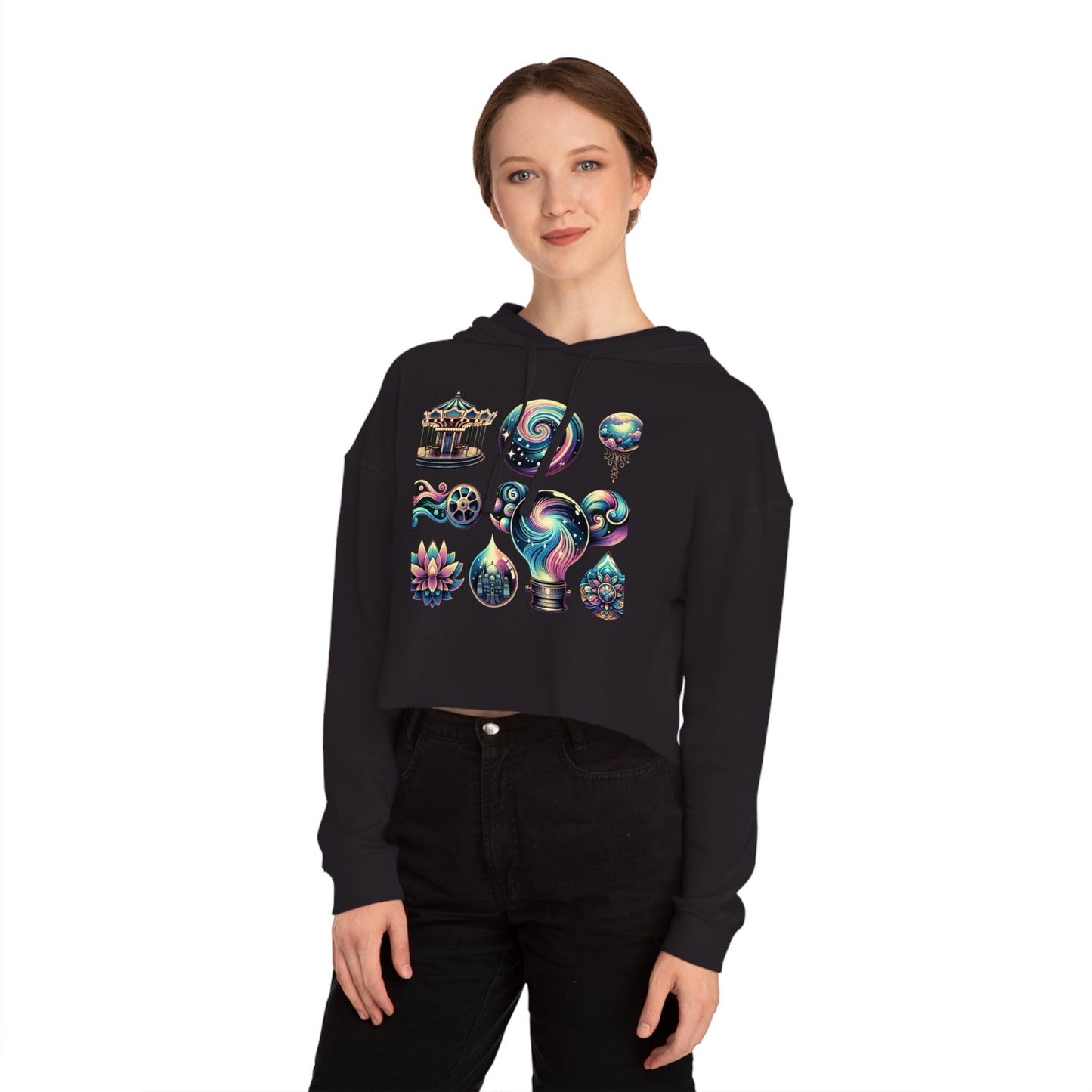Mystic Carousel Hoodie - Dreamy Lights & Psychedelic Lotus Design
