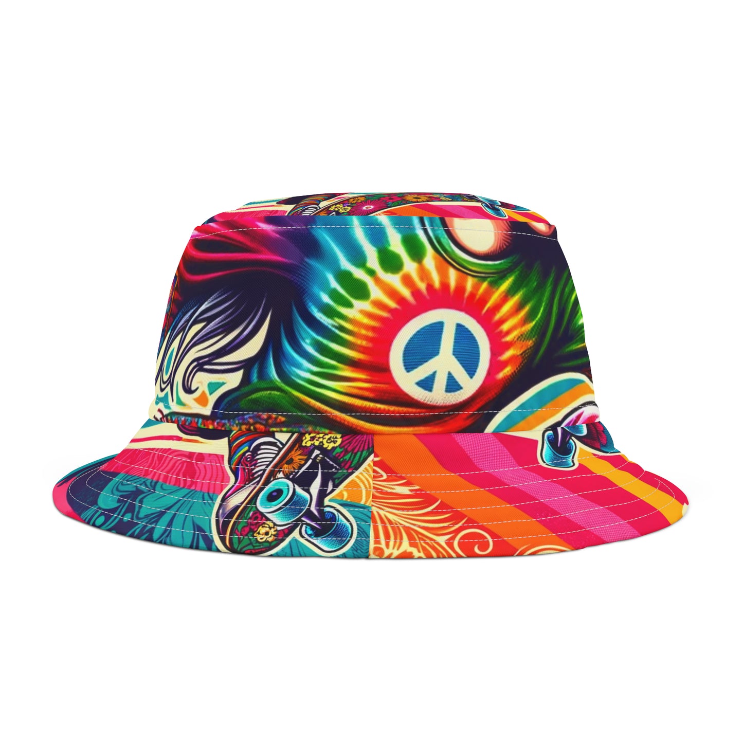 Groovy Hippie Skateboarder Bucket Hat