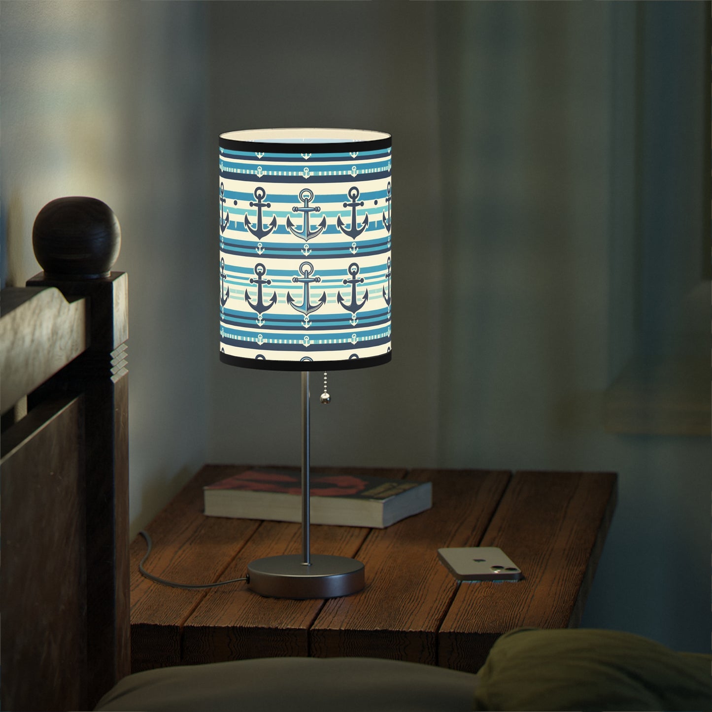 Seafarer's Charm Table Lamp with Nautical Stripes Pattern