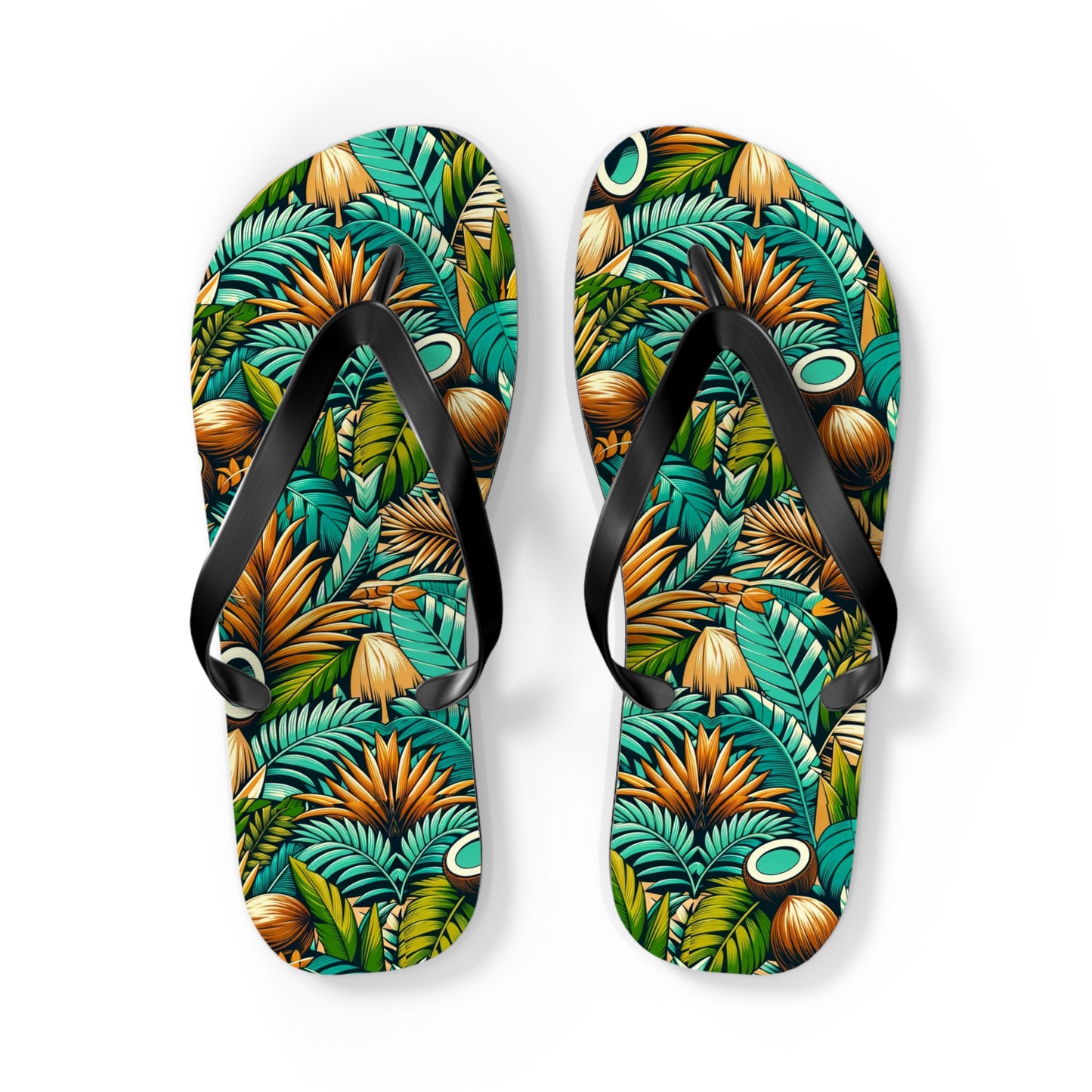 Tropical Oasis Palm & Coconut Flip Flops