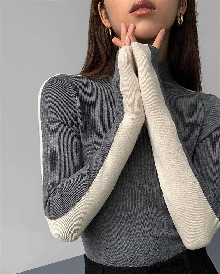 Slim Turtleneck Sweater for Women, Knitting Pullover, Long Sleeve, Bottom Shirt, Soft Blouse, Autumn, Winter, 2023