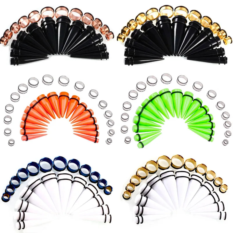 24PCS Ear Gauge Stretching Kit big size Stainless Steel Tunnel Ear Plug 10-20mm Acrylic Taper Gauge Set Expander Kit Stretcher