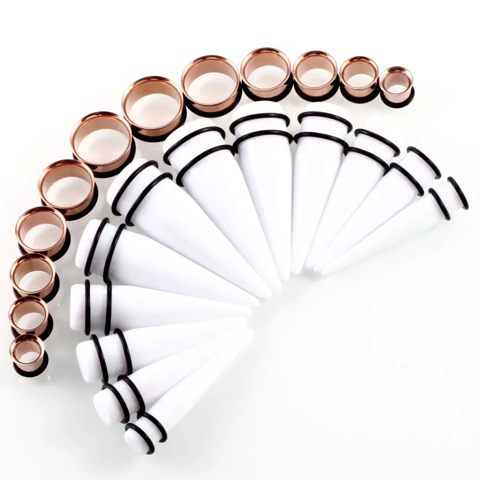 24PCS Ear Gauge Stretching Kit big size Stainless Steel Tunnel Ear Plug 10-20mm Acrylic Taper Gauge Set Expander Kit Stretcher