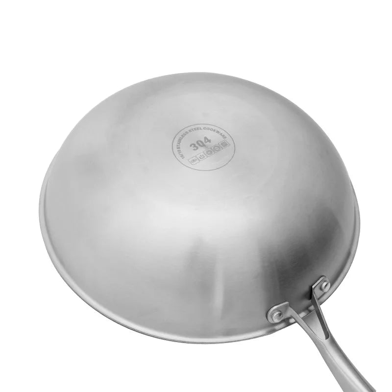 AIWILL 32cm/34cm Nonstick Wok 304 Full Stainless Steel Wok No Fume Coating-Free Gift Cookware