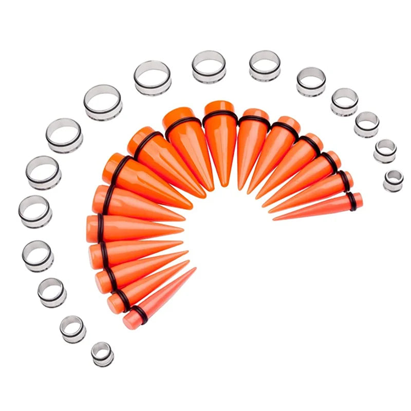 24PCS Ear Gauge Stretching Kit big size Stainless Steel Tunnel Ear Plug 10-20mm Acrylic Taper Gauge Set Expander Kit Stretcher