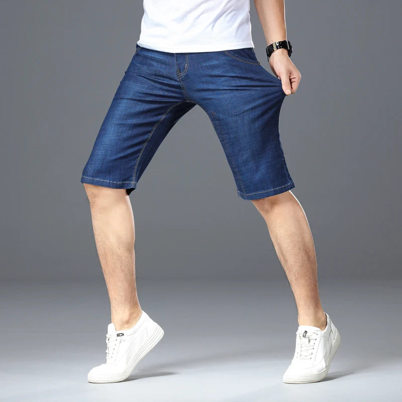Big Size 40 42 44 46 Men Denim Shorts 2023 Summer New Fashion Business Elastic Slim Short for Jeans Male Brand Clothes