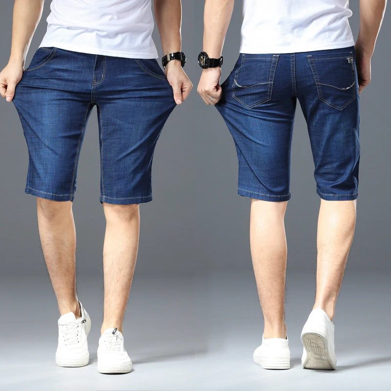 Big Size 40 42 44 46 Men Denim Shorts 2023 Summer New Fashion Business Elastic Slim Short for Jeans Male Brand Clothes