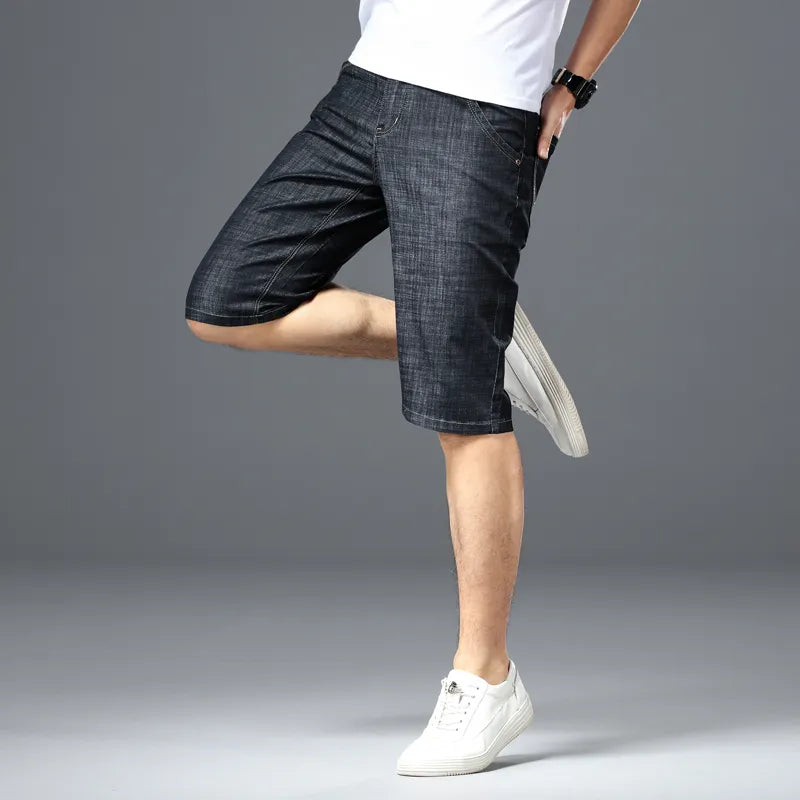 Big Size 40 42 44 46 Men Denim Shorts 2023 Summer New Fashion Business Elastic Slim Short for Jeans Male Brand Clothes