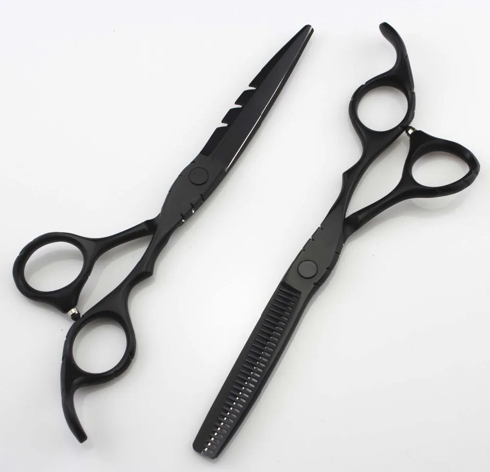 professional Japan 440c 5.5 & 6 inch red cutting + thinning hair scissors barber shears hairdressing scissors set Free shipping