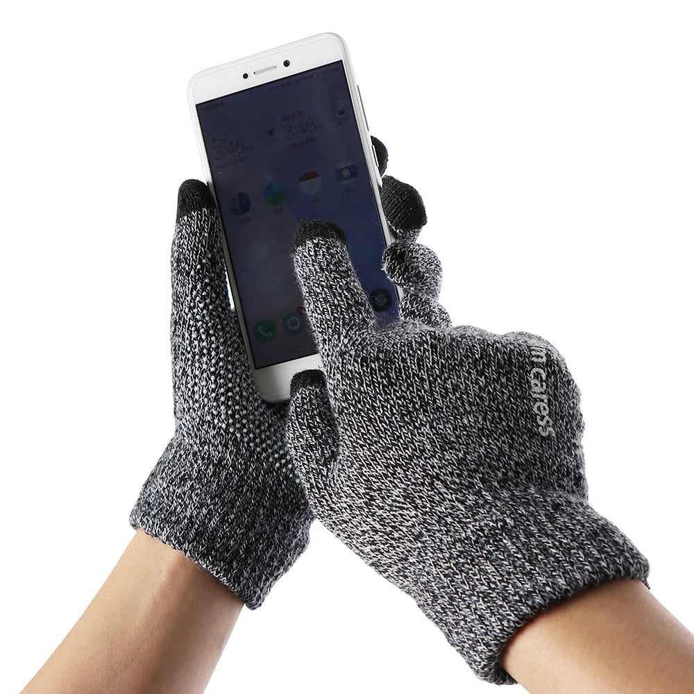 1Pair Men Thicken Knitted Gloves For Phone Screen Male Winter Autumn Warm Wool Cashmere Solid Gloves Men Mitten Business Gloves