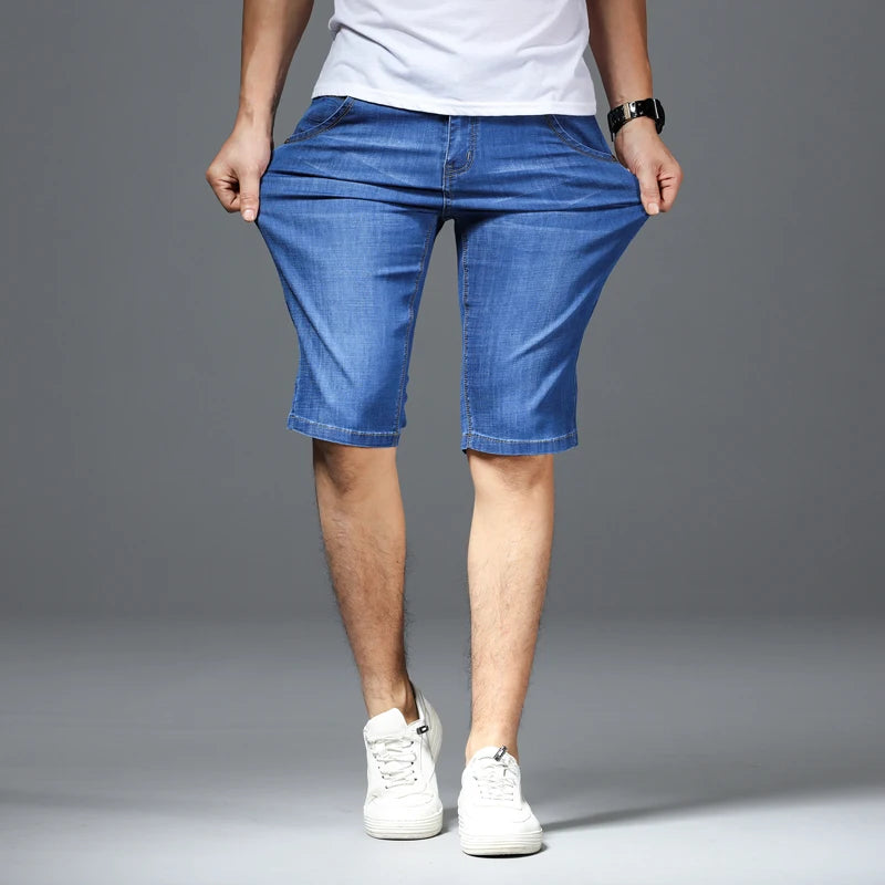 Big Size 40 42 44 46 Men Denim Shorts 2023 Summer New Fashion Business Elastic Slim Short for Jeans Male Brand Clothes