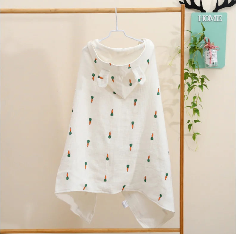 Muslin Cotton Baby Bath Towel Child Beach Towel Cape Cloak Ins Patterns For Girls Boys