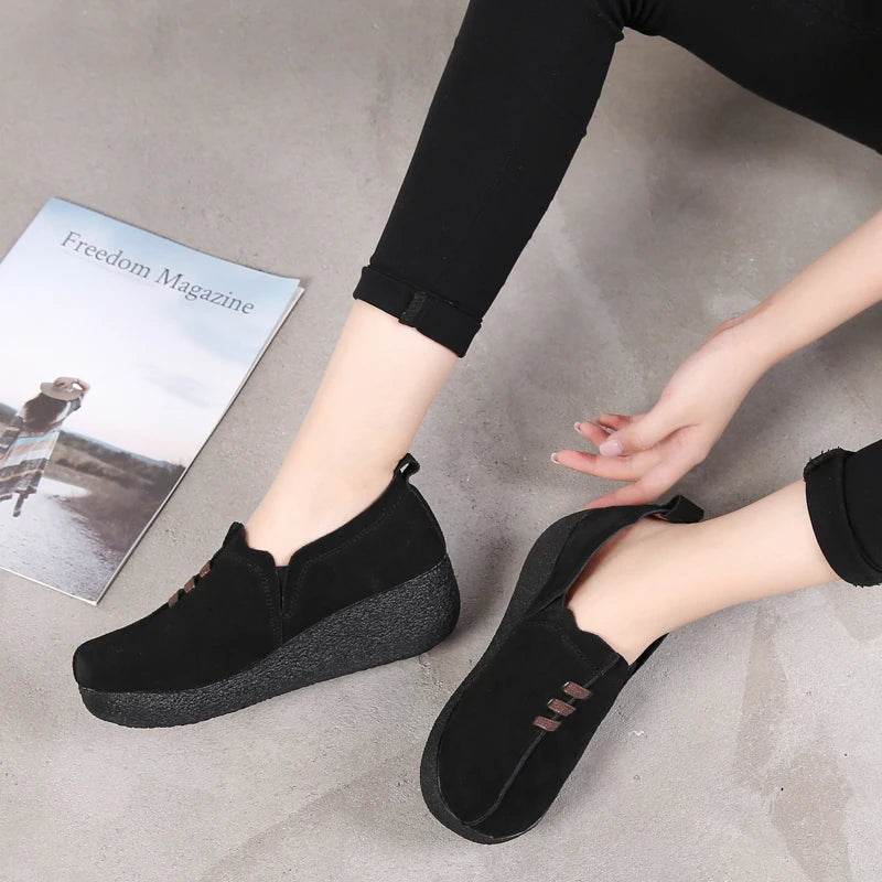 2023 New Women Creepers Shoes Sneakers Women Plus Size Ladies Platform Shoes Woman Flats Female Shoes Black Heels Plus Size