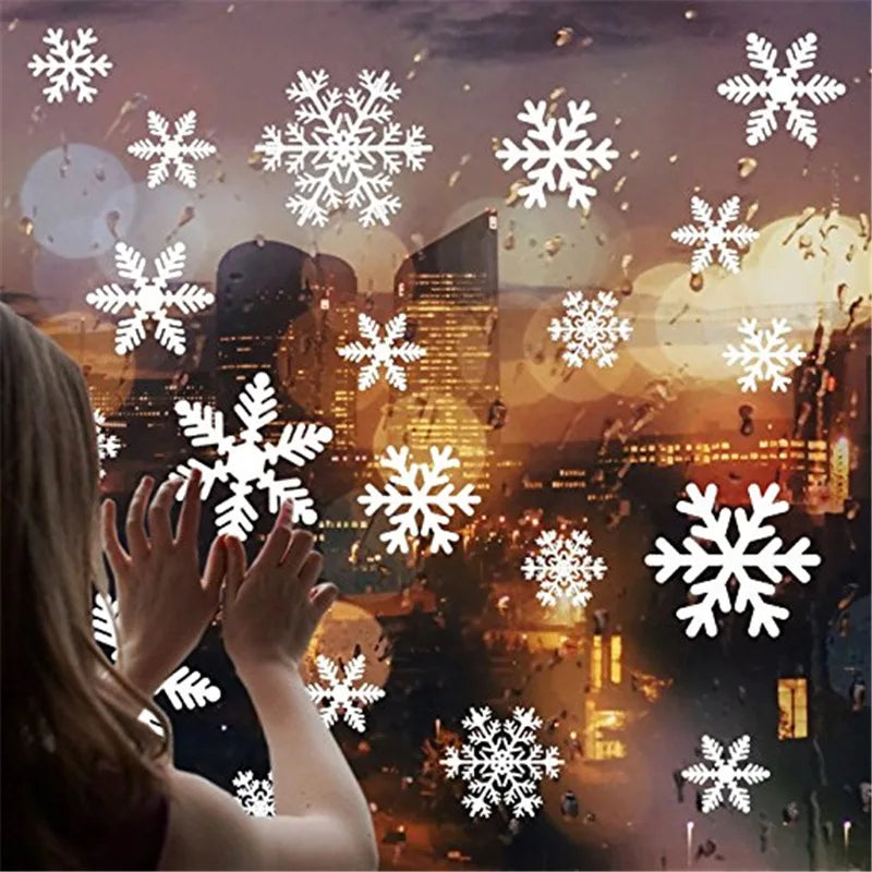 Christmas Glass Stickers Home Decor Ornaments Xmas Snowflake Santa Claus Door Shop Window Sticker New Year Christmas Decoration