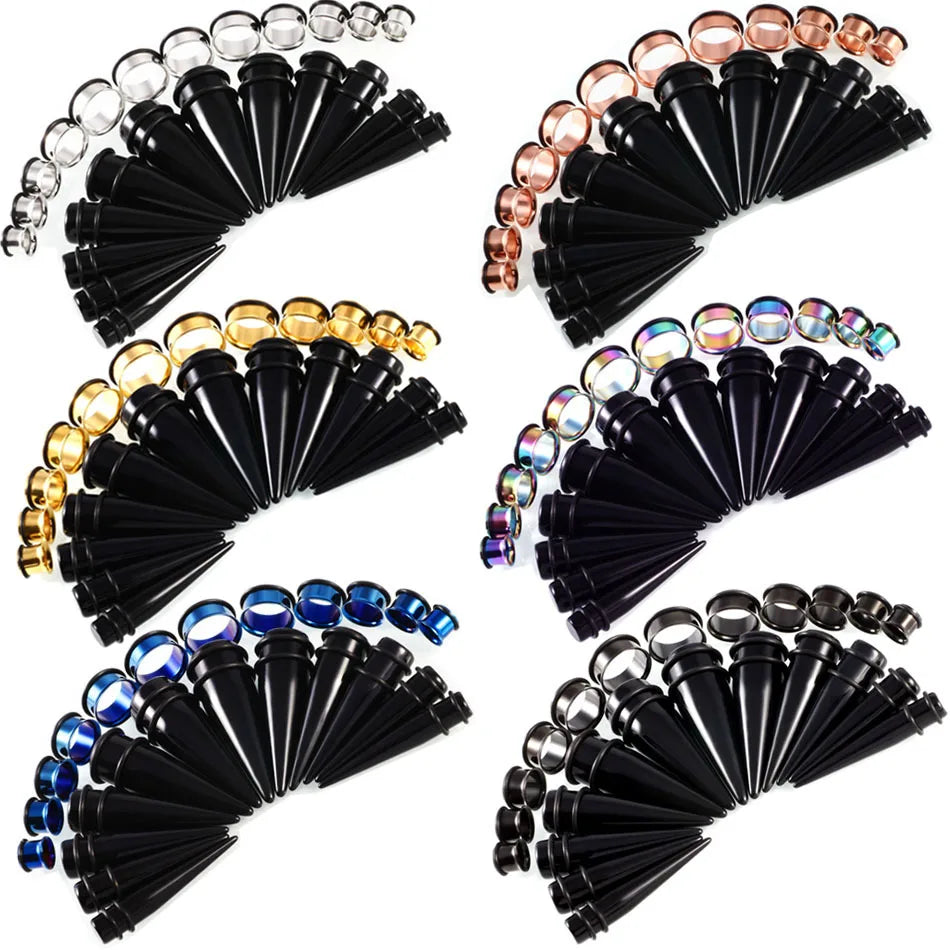 24PCS Ear Gauge Stretching Kit big size Stainless Steel Tunnel Ear Plug 10-20mm Acrylic Taper Gauge Set Expander Kit Stretcher