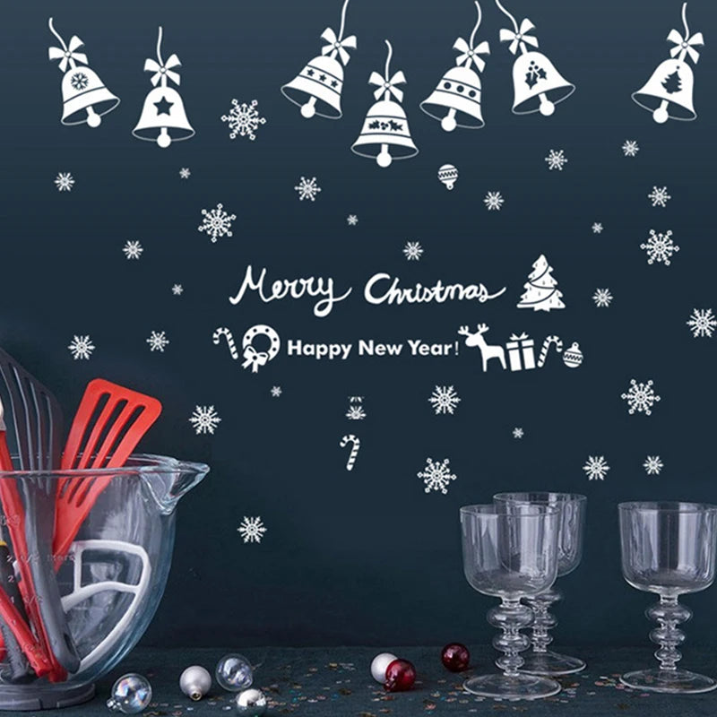 Christmas Glass Stickers Home Decor Ornaments Xmas Snowflake Santa Claus Door Shop Window Sticker New Year Christmas Decoration