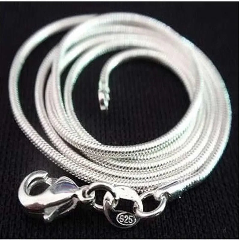 Exclusive 925 sterling silver necklace women, silver fashion jewelry Snake Chain 1mm Necklace 16 18 20 22 24"