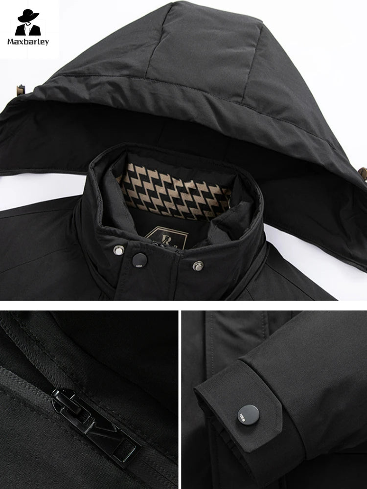 Men's Winter Jacket Fashion Thick Warm 3 in 1 Detachable Graphene Liner Down Cotton Coat Men Business Hooded Waterproof Parka