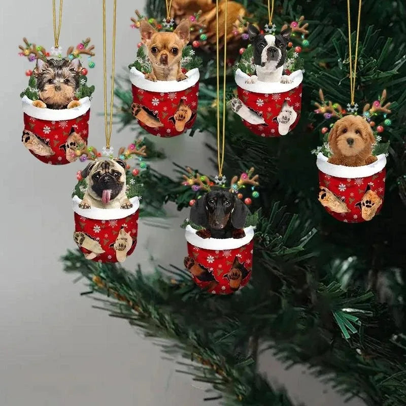 Cute Dog Christmas Tree Hanging Ornaments Dachshund Dog Shaped Pendants For Home Christmas Decorations Xmas 2024 New Year Gifts